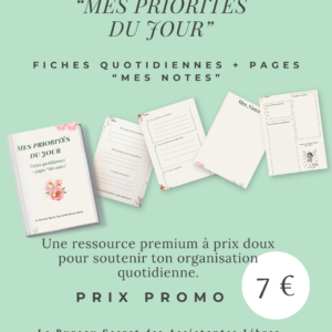 Mes priorités du jour — Fiches quotidiennes + pages “Mes notes”